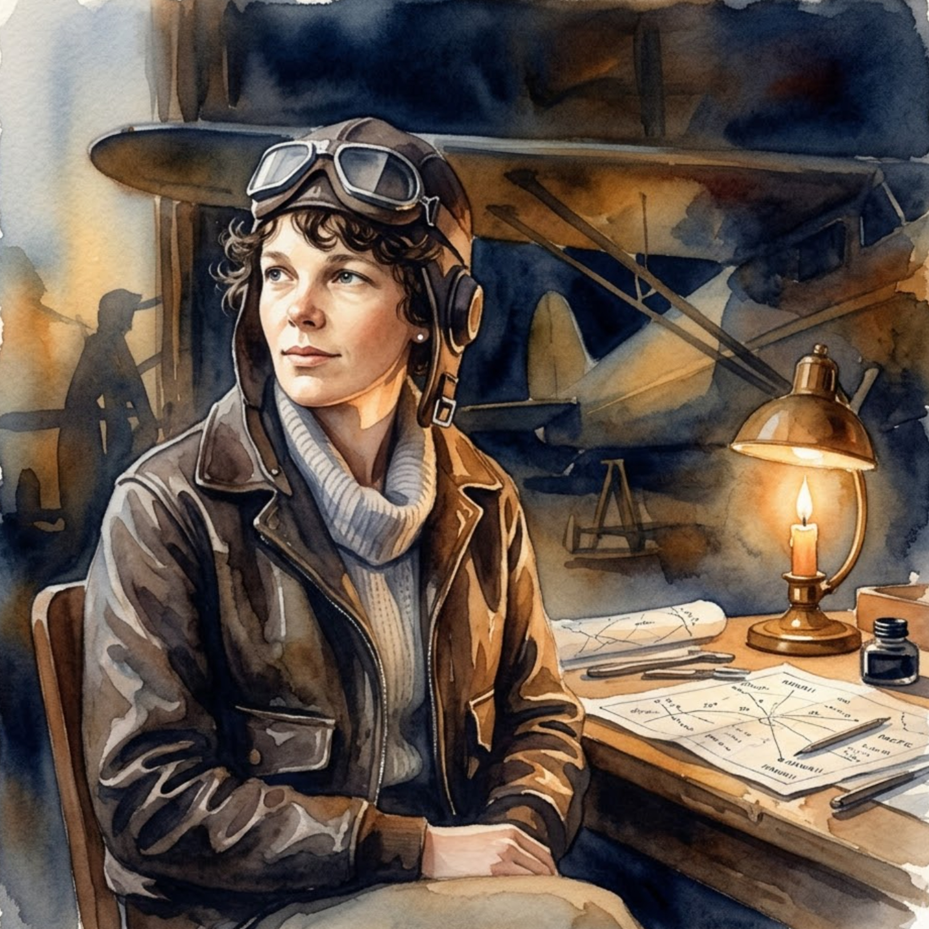 Artwork Amelia Earhart – Das ferne Leuchten über dem pazifischen Horizont