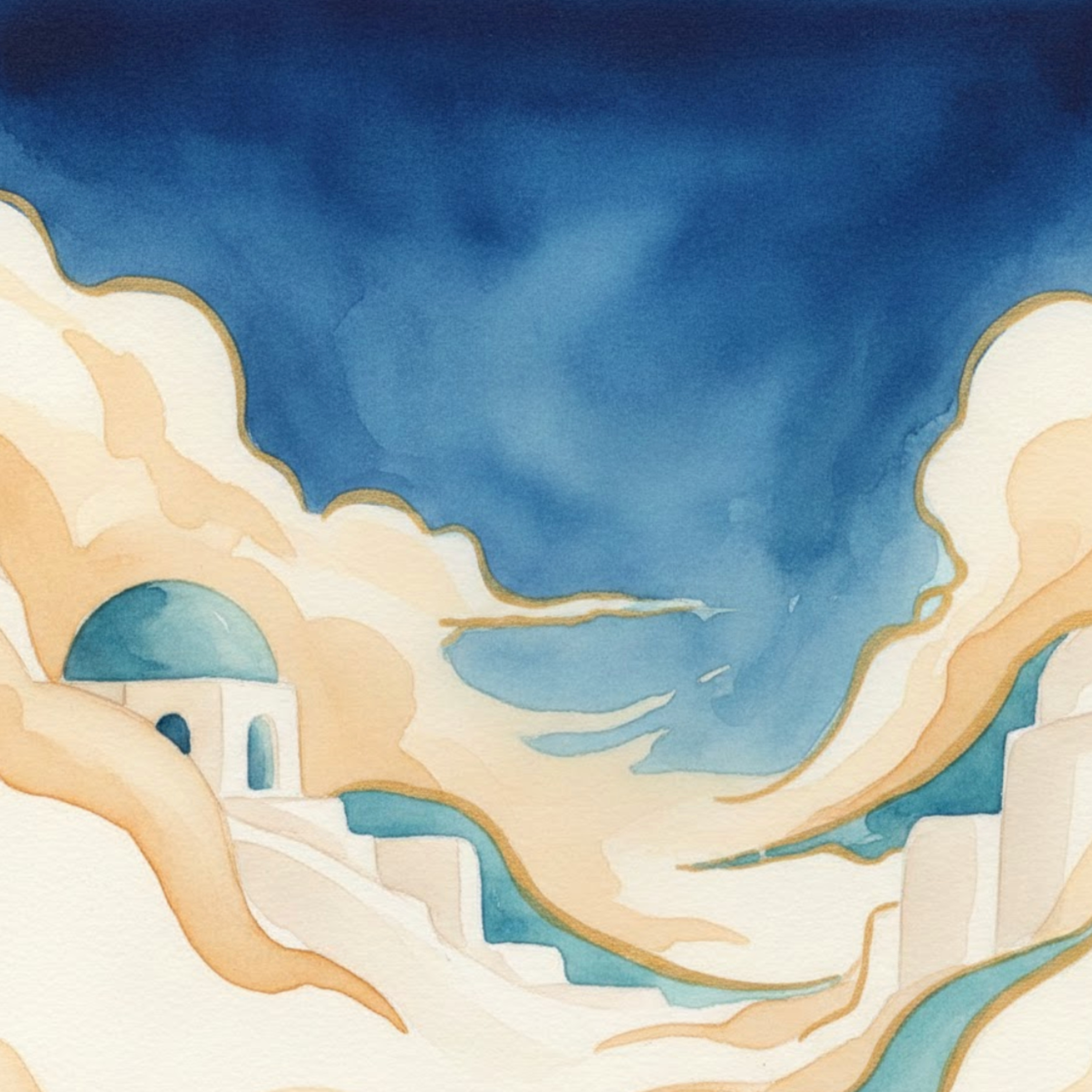 Artwork Santorini – Salziger Wind über weißem Abgrund